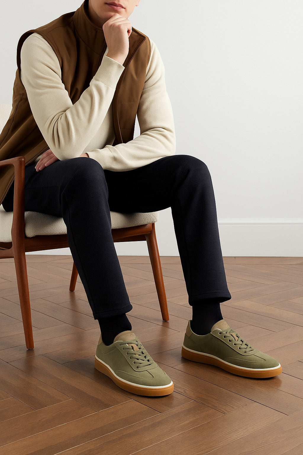 Loro Piana Men’s Tennis Walk Sneakers (Suede Calf Split)