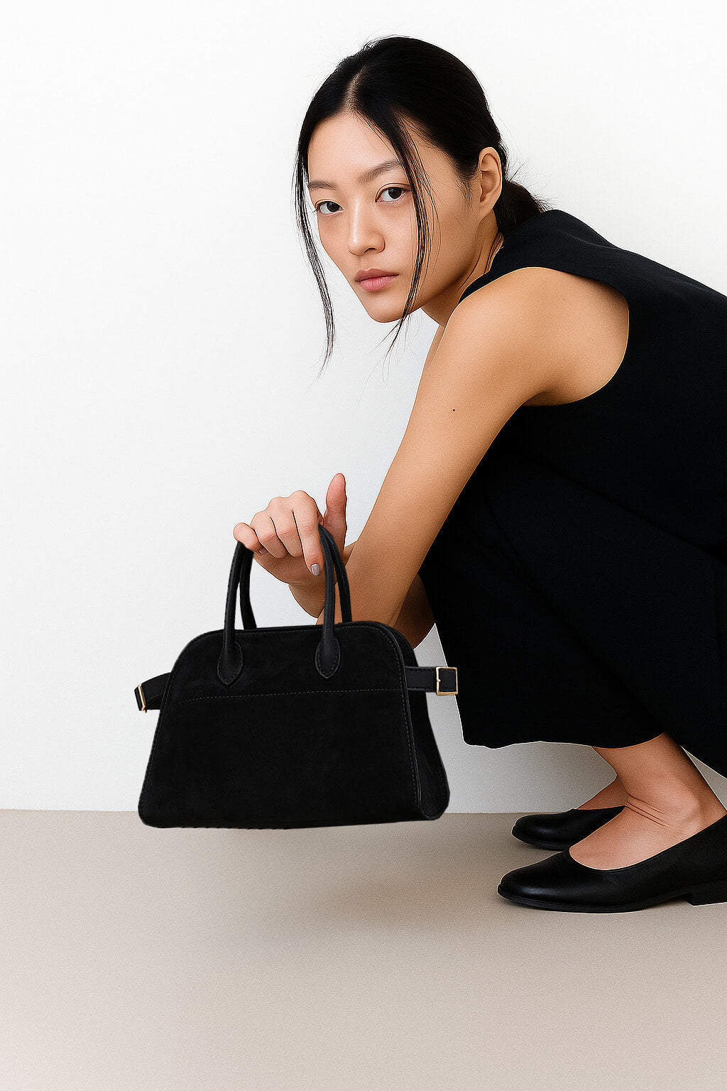 <tc>The Row</tc> 柔軟的 Margaux 10 絨面革包