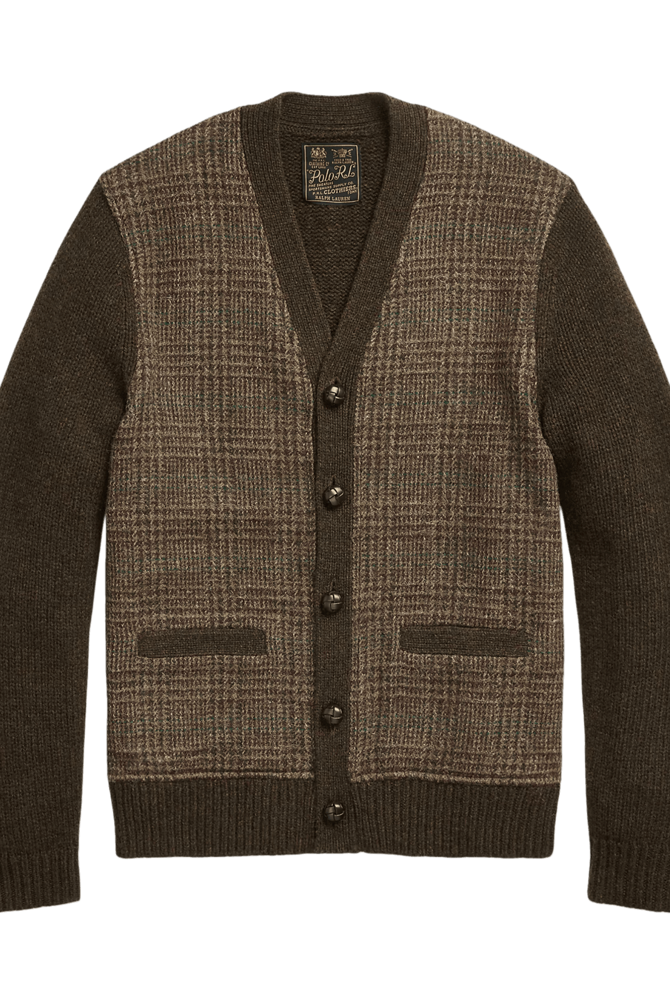 <tc>Ralph Lauren</tc> 男士格倫格子拼接羊毛開襟衫