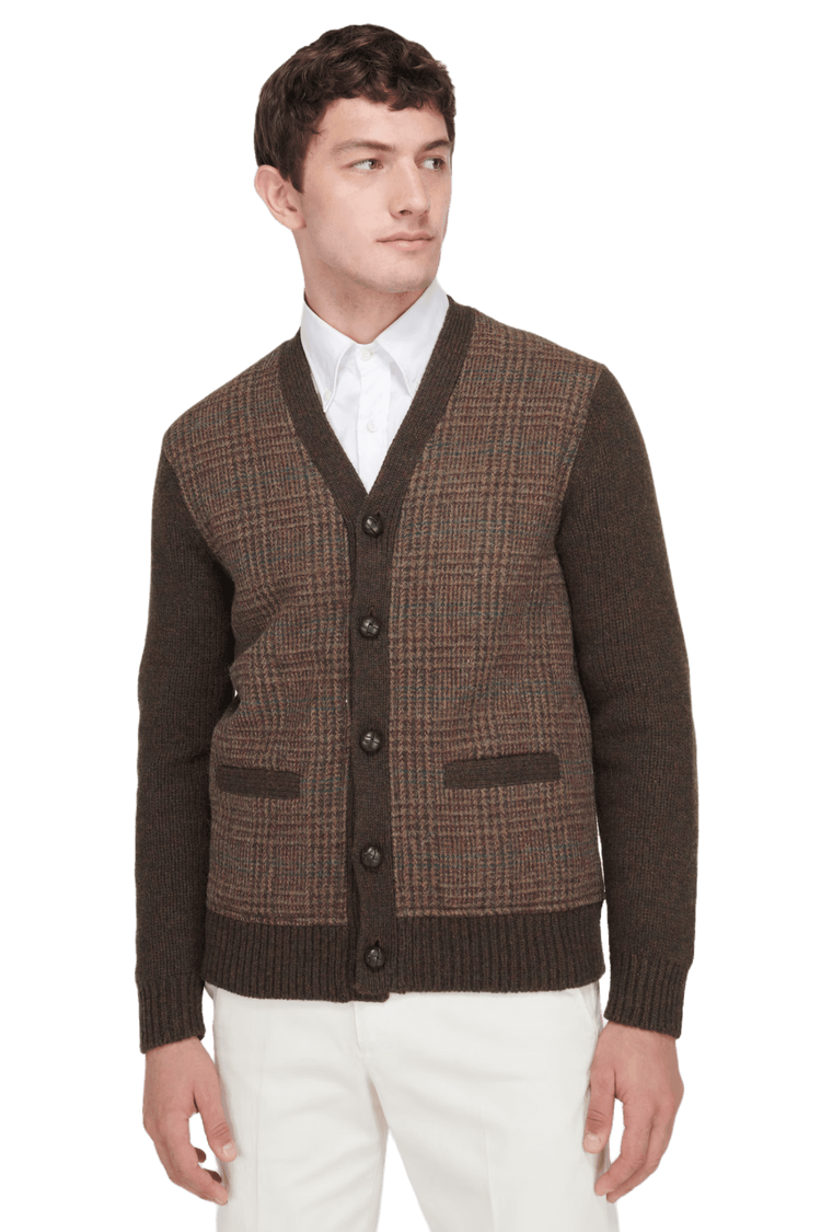 <tc>Ralph Lauren</tc> 男士格倫格子拼接羊毛開襟衫