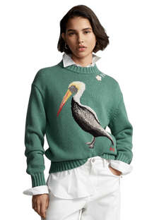 <tc>Ralph Lauren</tc> 女士嵌花針織鵜鶘立領套頭衫