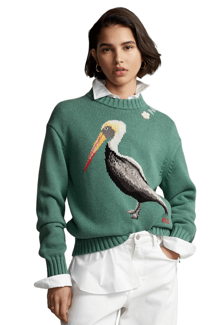<tc>Ralph Lauren</tc> 女士嵌花針織鵜鶘立領套頭衫