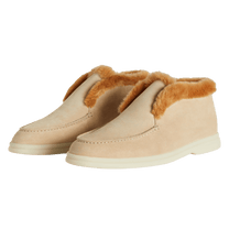 Loro Piana Women's Open Walk Ankle Boot (Suede with Beaver Fur)
