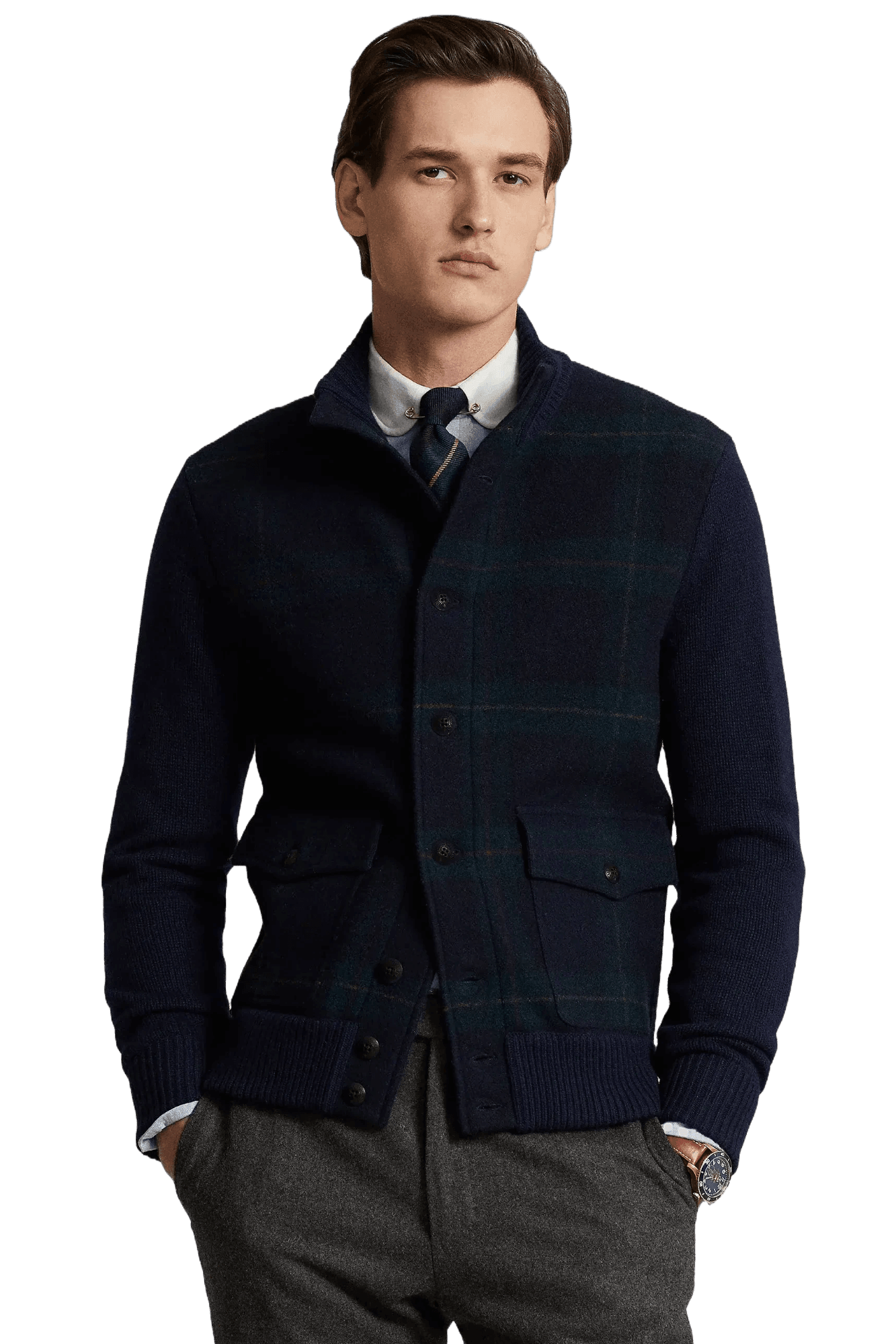 <tc>Ralph Lauren</tc> 男士 Polo 格紋羊毛開襟衫
