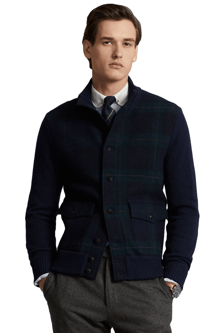 <tc>Ralph Lauren</tc> 男士 Polo 格紋羊毛開襟衫