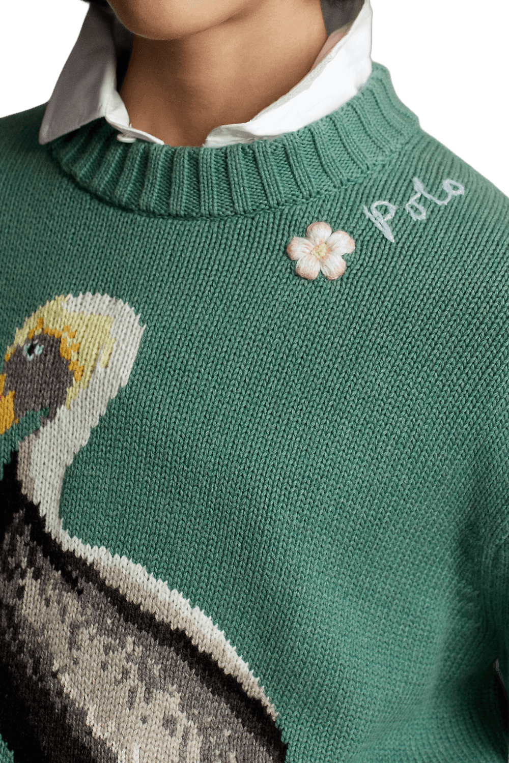 <tc>Ralph Lauren</tc> 女士嵌花針織鵜鶘立領套頭衫
