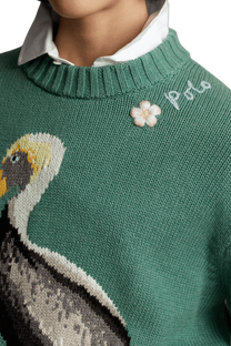 <tc>Ralph Lauren</tc> 女士嵌花針織鵜鶘立領套頭衫