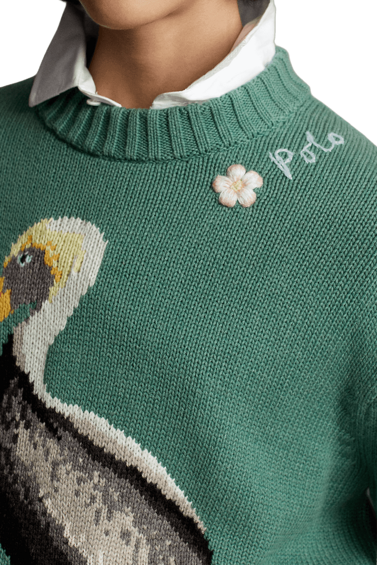 <tc>Ralph Lauren</tc> 女士嵌花針織鵜鶘立領套頭衫
