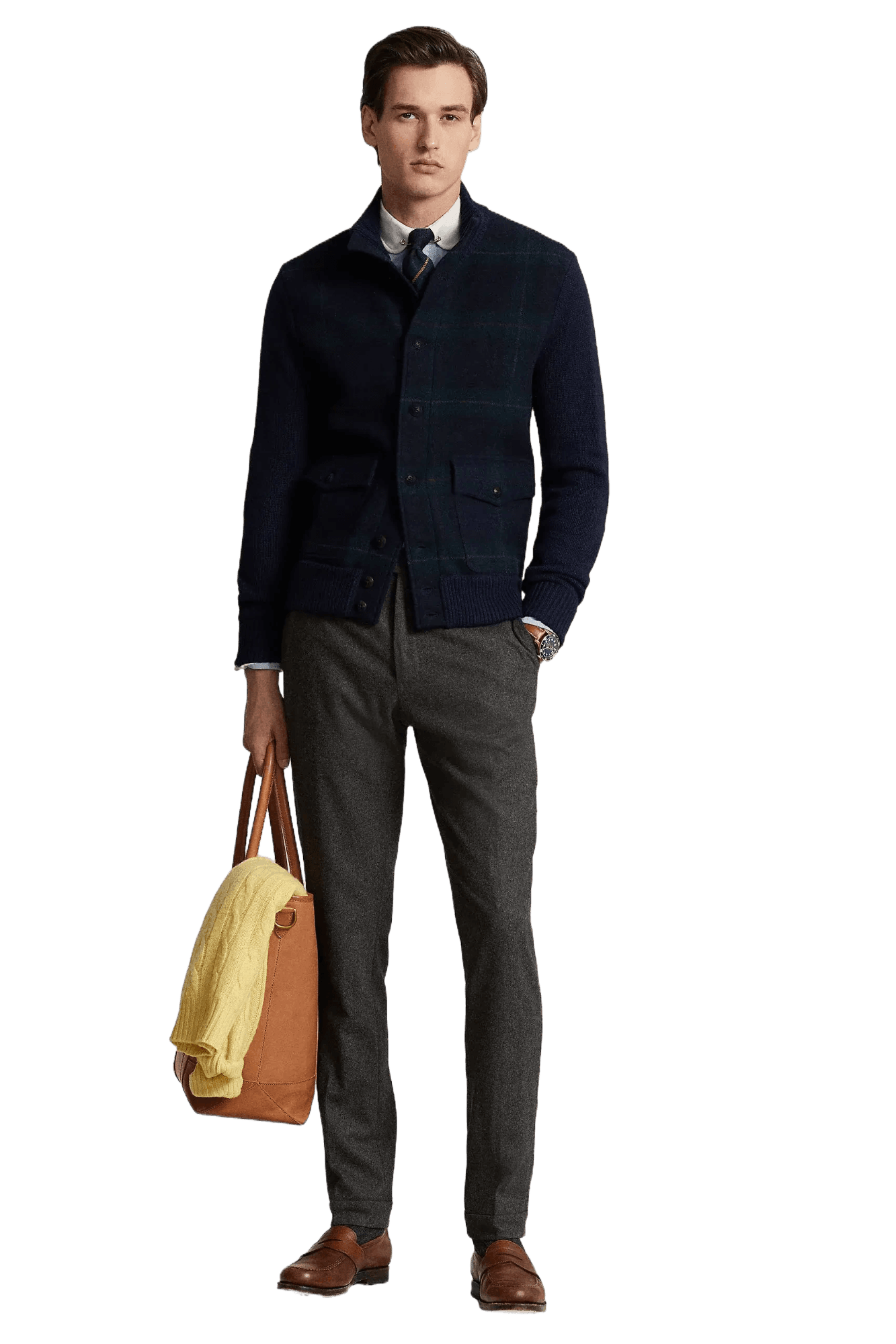 <tc>Ralph Lauren</tc> 男士 Polo 格紋羊毛開襟衫