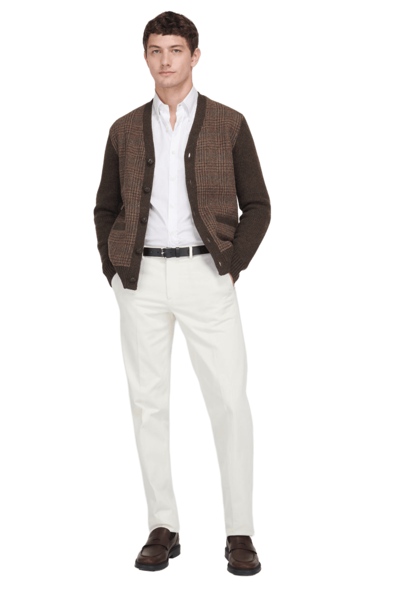 <tc>Ralph Lauren</tc> 男士格倫格子拼接羊毛開襟衫