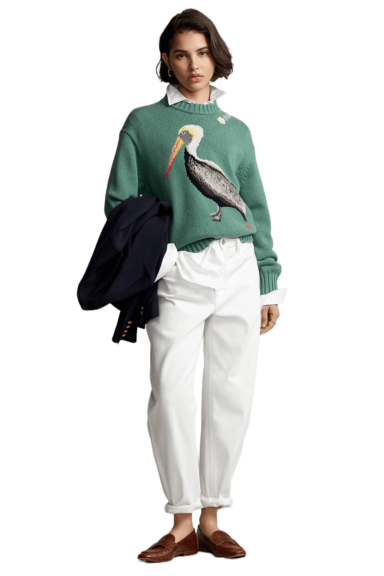 <tc>Ralph Lauren</tc> 女士嵌花針織鵜鶘立領套頭衫