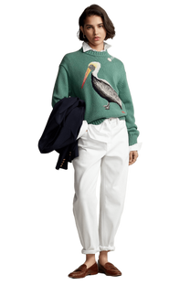 <tc>Ralph Lauren</tc> 女士嵌花針織鵜鶘立領套頭衫