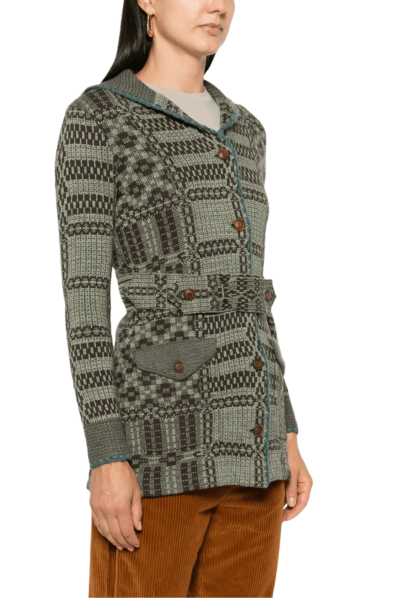 <tc>Ralph Lauren</tc> 女士束帶提花開襟衫