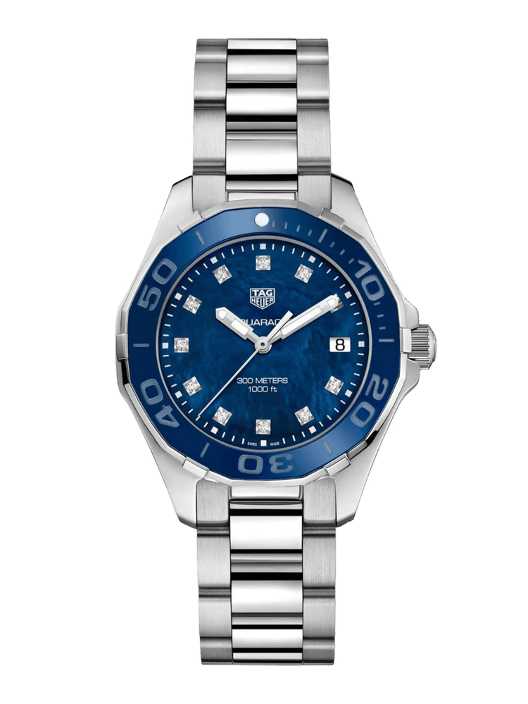 <tc>TAG Heuer</tc> アクアレーサー クォーツ 35mm レディースウォッチ ブルー マザーオブパール