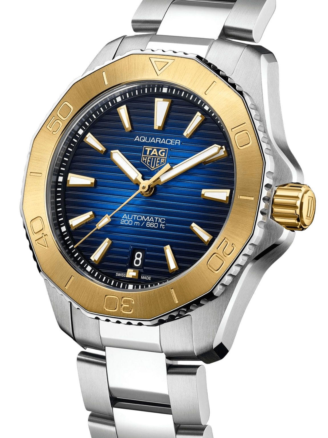 TAG Heuer Aquaracer Professional 200 Date 40mm 18k Gold Blue Dial Men's Watch