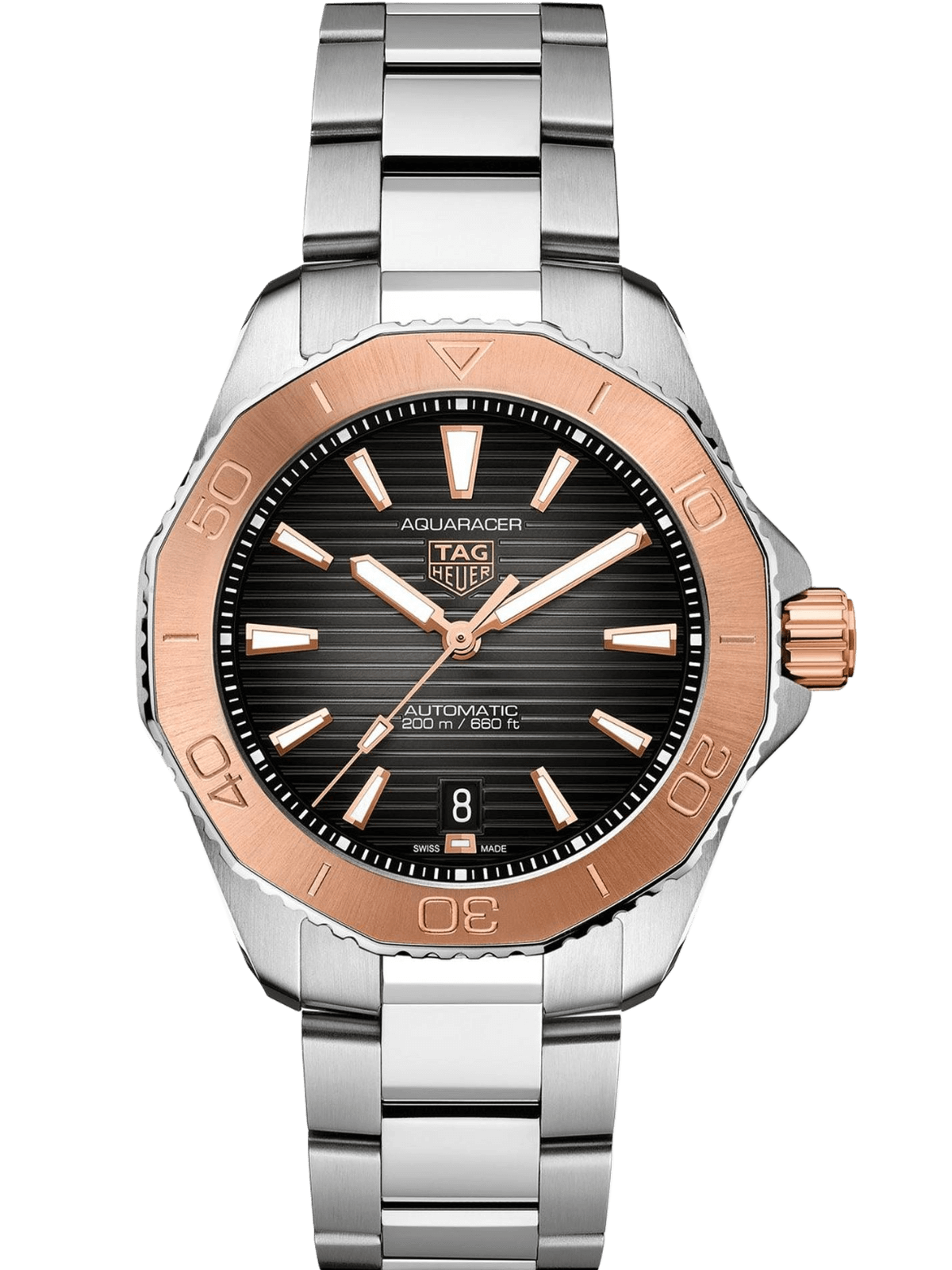 TAG Heuer Aquaracer Professional 200 Date 40mm 18k Rose Gold Black Dial Men's Watch