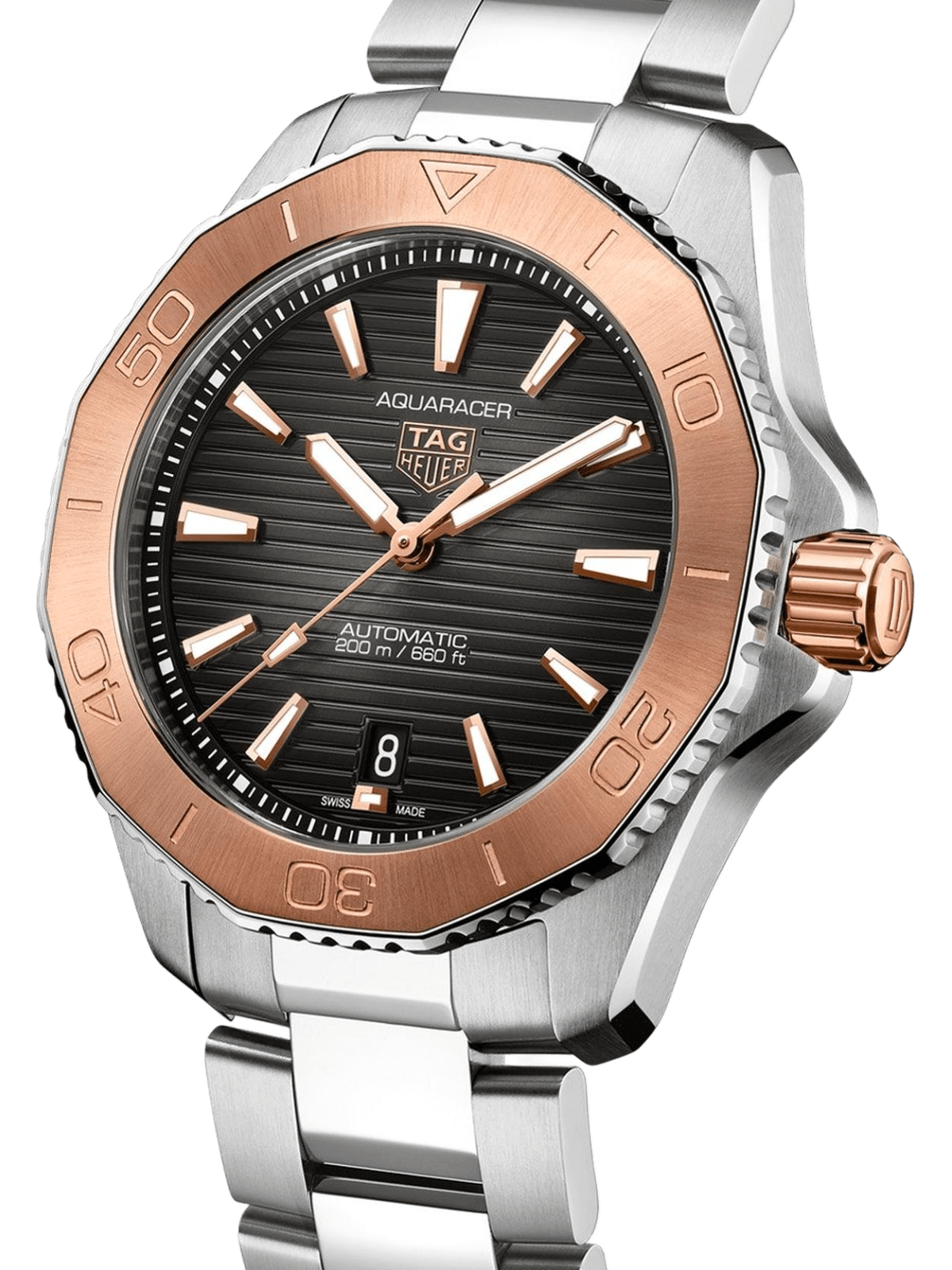 TAG Heuer Aquaracer Professional 200 Date 40mm 18k Rose Gold Black Dial Men's Watch